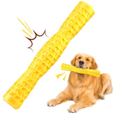 LOYEE dog squeaky toy yellow captures attention for interactive play and teething relief