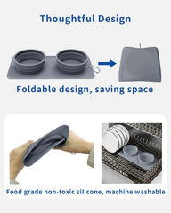 LPFLASAT two-in-one dog bowl shows separate water and food compartments.