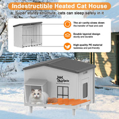 Lslpin elevated base outdoor cat house keeps paws dry and away from cold ground.