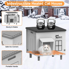 Lslpin elevated cat house profile showcases 3-inch ground clearance to prevent dampness.