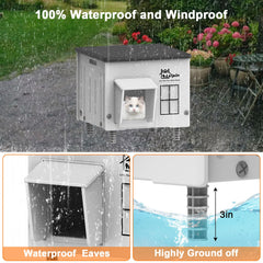 Lslpin heated cat house interior emphasizes cozy warmth and insulation for cold nights.