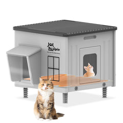 Lslpin indestructible heated cat house outdoor-view highlights rugged weatherproof shelter for winter warmth.