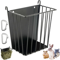 LUAVIARU Rabbit Hay Feeder front view with sturdy metal frame reduces hay waste