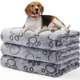 Luciphia 3-pack paw-printed blankets neatly packaged for cozy pet warmth and furniture protection.