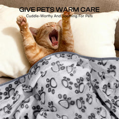 Luciphia paw-print design visible on blanket surface, adding playful style.