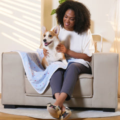 Luciphia paw-print design dots on sofa — protects furniture and adds charm
