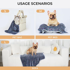 Luciphia pet blanket small 23x16 grey side view offers compact warmth for travel.