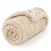 Luciphia premium fleece blanket beige closeup highlighting soft sherpa texture for cozy warmth.