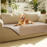 Luciphia waterproof couch cover beige closeup guards against spills on the sofa