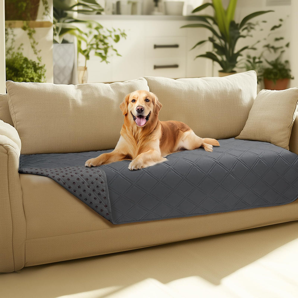Luciphia waterproof couch cover grey closeup shows durable protection against spills.