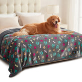 Luciphia waterproof pet blanket on sofa provides furniture protection and cozy coverage.
