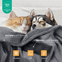 Luciphia waterproof pet blanket on sofa protecting furniture from spills and fur.