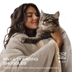 Luciphia waterproof pet blanket reversible Sherpa side offers cozy warmth for chilly days.