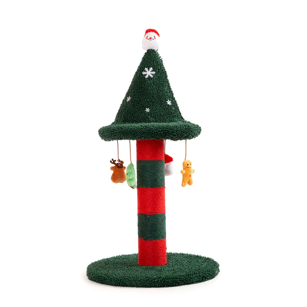 LUCKITTY cat scratching post with four hanging plush toys for interactive play