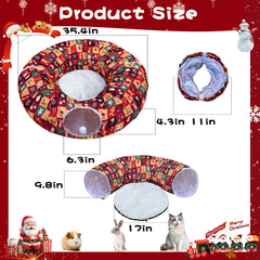 LUCKITTY Cat Tunnel Bed hanging-ball detail promotes interactive play