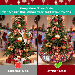 LUCKITTY Cat Tunnel Bed interior plush lining for warm naps