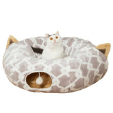 LUCKITTY cat tunnel bed soft plush texture provides cozy lounging for cats and small dogs.