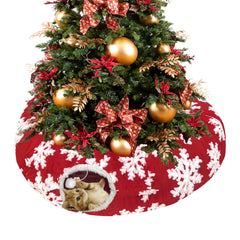 LUCKITTY Christmas snowflake cat tunnel under tree side view with plush ball distraction