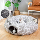 LUCKITTY geometric cat tunnel under tree offers cozy festive play.