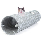LUCKITTY Geometric straight cat tunnel plush inside for cozy, engaging play.