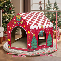 LUCKITTY Indoor Cat House Durable Cardboard ensures longevity through holiday seasons.