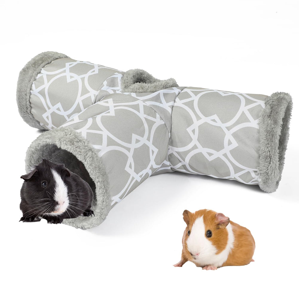 LUCKITTY plush inside 3-way tunnel—cozy hiding spot for small pets.