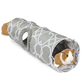 LUCKITTY plush inside straight shape tube tunnel geometric grey, cozy hideaway for small pets