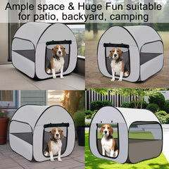 LUCKITTY Pop-Up Dog Kennel open door for easy access during travel.