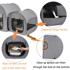 LUCKITTY portable cat playpen front-opening litter box emphasizes easy cleaning and litter containment