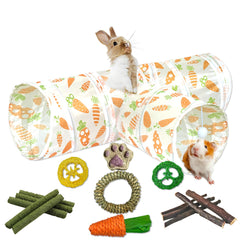 LUCKITTY Rabbit Tunnel open layout shows spacious 33x20x9.5 inches for hopping and nesting.