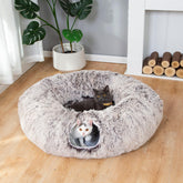 LUCKITTY Warm Fluffy Cat Tunnel Bed entrance helps create a cozy hideaway for cats