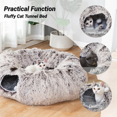 LUCKITTY Cat Tunnel Bed round-form showcases versatile play space for multiple pets