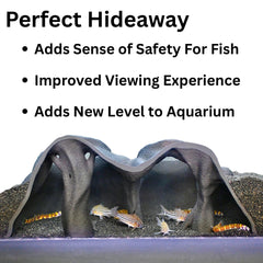 Lucky Critter Natural Mangrove Tree Cave Closeup—curved tunnel blends with aquascape.