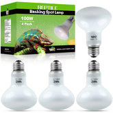 LUCKY HERP 4-pack 100W heat lamp bulbs provide reliable reptile basking heat.