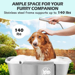 Lucky Muffin premium dog bath tub no-slip base helps pets stay steady.