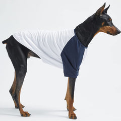 Lucky Petter dog shirt side view highlighting elastic-fit for easy on/off