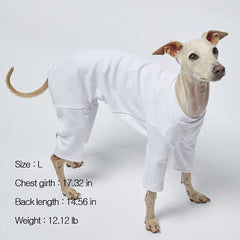 Lucky Petter dog pajamas easy-slip-on design for quick dressing.