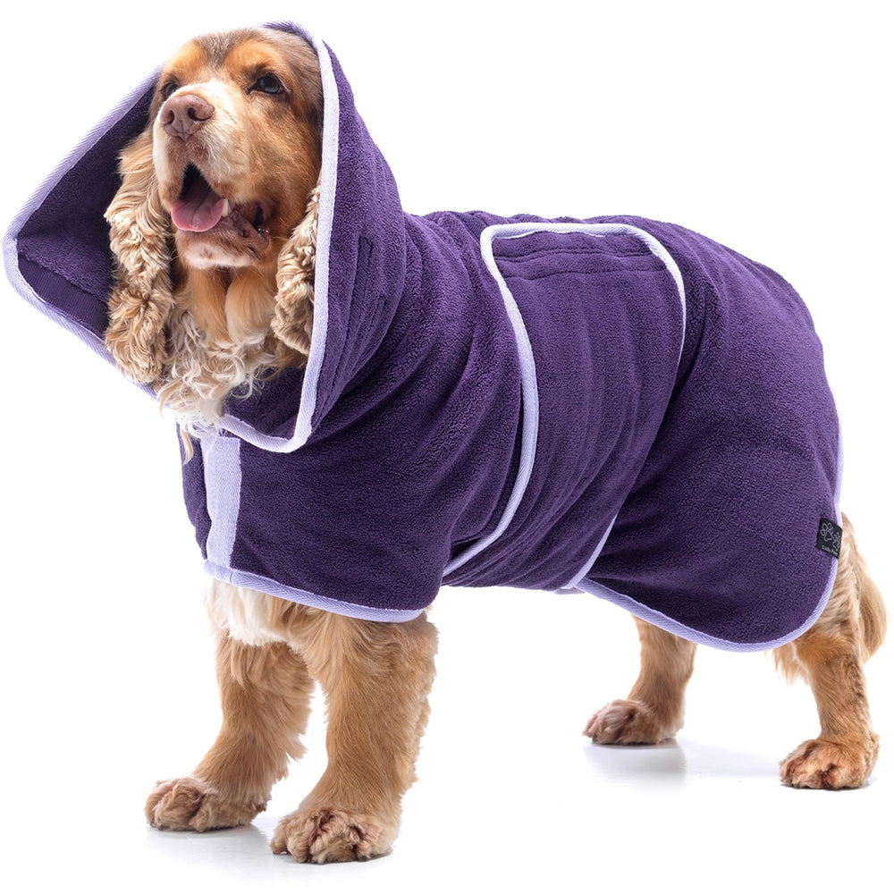 Lucky Pooch dog robe inner layer absorbs moisture for fast drying