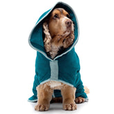 Lucky Pooch dog robe microfiber close-up showing fast-drying fabric for speedy after-bath drying.
