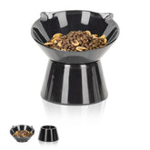 LuckyPots detachable elevated cat bowls front view shows easy access and whisker-friendly design.
