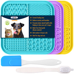 LUKITO lick mat with 49 suction cups securely mounted on a wall for mess-free play