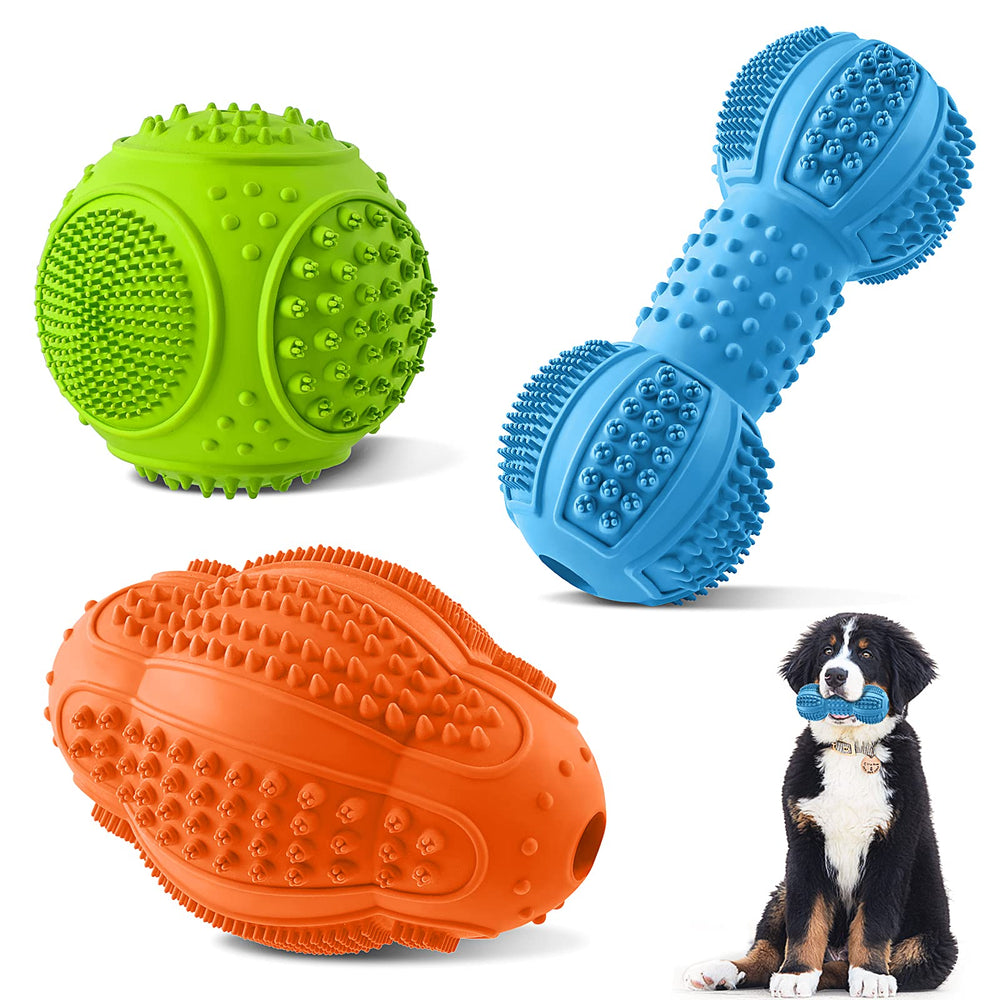 LUKITO dog chew toy 3-pack front view, built to handle aggressive chewing.