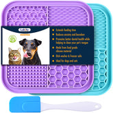 LUKITO licking mat with suction cups on wall provides secure placement during grooming.