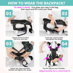 Lukovee dog backpack breathable mesh image demonstrates ventilation to keep pets cool.