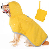Lukovee dog raincoat front view shows waterproof shell for rainy walks.