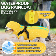 Lukovee dog raincoat removable clear hood shields rain while preserving visibility
