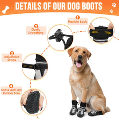 Lukovee dog shoes waterproof snowproof coating protects during rain or snow days.