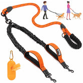 Lukovee double dog leash padded-handles for comfortable control on walks