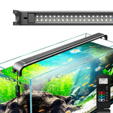 LuminPacific LED aquarium light remote with LCD control for easy timer adjustments.