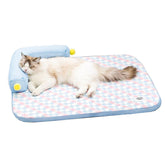 Lunale All-Season Ice Fabric Cat Bed blue overview showing cooling lounging surface for cats